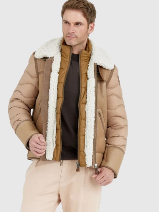 Zdjęcie produktu BLAUER Kożuch męski z pikowanymi rękawami, Rozmiar XL Blauer Usa Brązowy