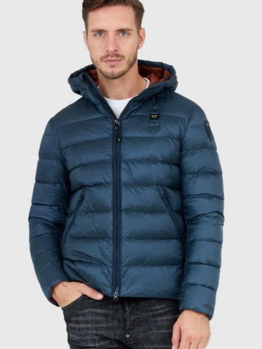 Zdjęcie produktu BLAUER Morska puchowa kurtka męska z kapturem, Rozmiar XXL Blauer Usa Niebieski