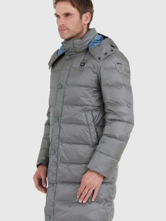 Zdjęcie produktu BLAUER Stalowa długa puchowa kurtka męska Gus z odpinanym kapturem, Rozmiar XL Blauer Usa Srebrny