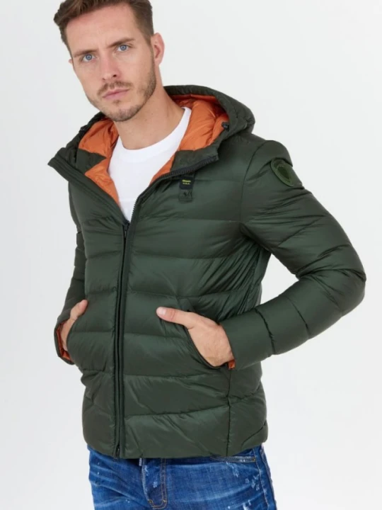 Zdjęcie produktu BLAUER Zielona puchowa kurtka męska z kapturem, Rozmiar 3XL Blauer Usa
