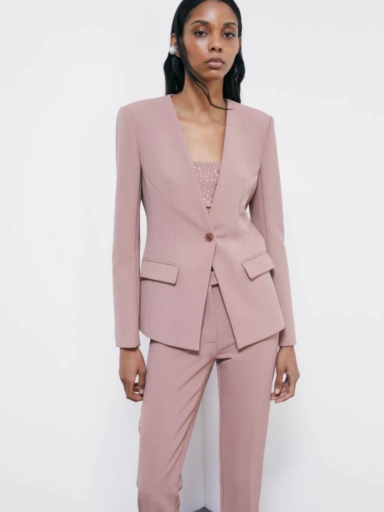 Zdjęcie produktu Blazer tailoring z dekoltem V Patrizia Pepe różowy