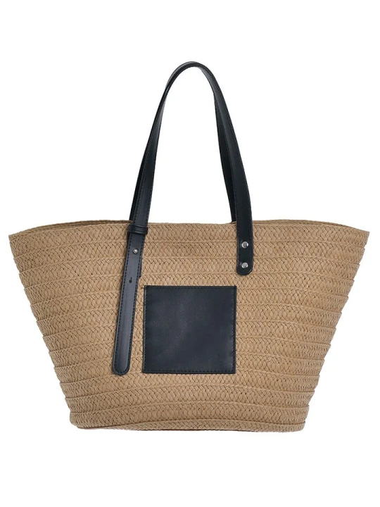 Zdjęcie produktu BLE Shopper bag w kolorze jasnobrązowo-czarnym - 47 x 27 cm rozmiar: onesize