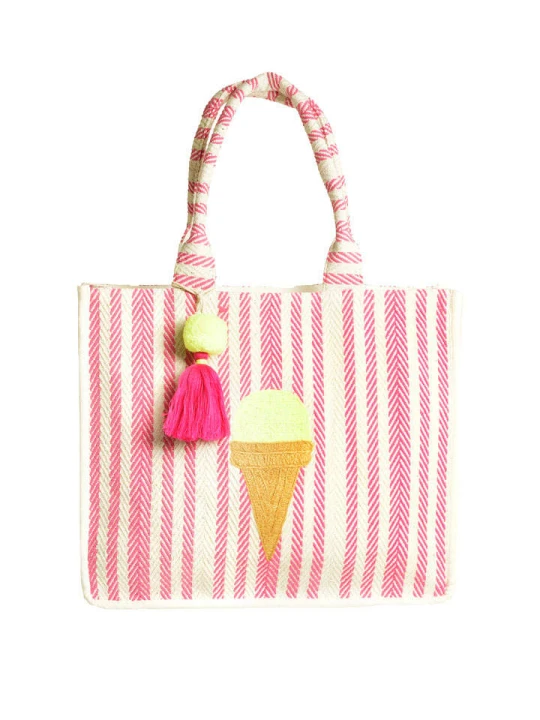 Zdjęcie produktu BLE Shopper bag w kolorze kremowo-różowym - 40 x 35 x 15 cm rozmiar: onesize