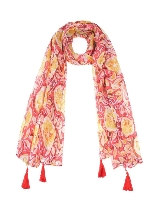Zdjęcie produktu BLE Szal w kolorze czerwono-żółtym - 180 x 110 cm rozmiar: onesize