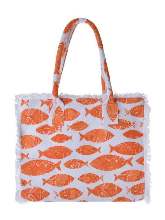 Zdjęcie produktu BLE Torebka w kolorze biało-pomarańczowym - 35 x 30 x 20 cm rozmiar: onesize