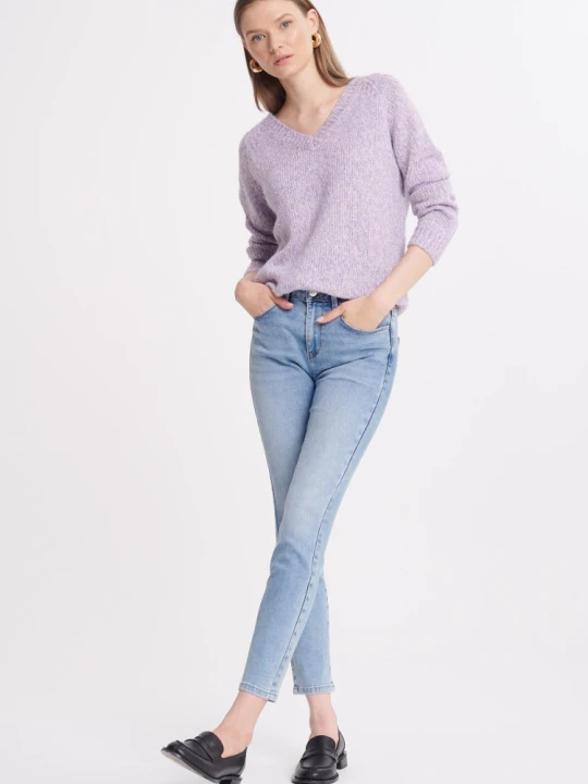 Zdjęcie produktu Błękitne jeansy slim fit, wysoki stan Greenpoint niebieski