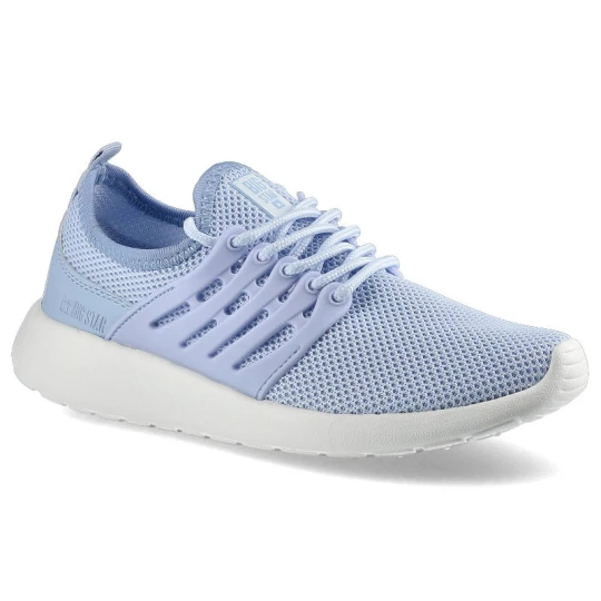 Zdjęcie produktu Sneakersy damskie Big Star, materiał tekstylny o siatkowej strukturze z elementami skór ekologicznych z klasycznym sznurowaniem elastyczną cholewką o niebieski