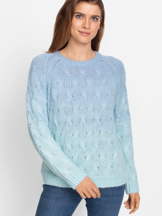 Zdjęcie produktu Błękitny sweter damski Cora z efektem ombre - Coast Vibes Olsen