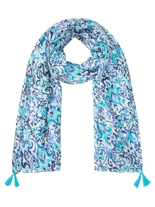 Zdjęcie produktu Błękitny wiskozowy szal z printem – Ocean Breeze Olsen