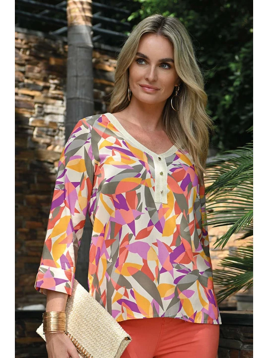 Zdjęcie produktu Bleu d'Azur Bluzka "Sequoia" ze wzorem rozmiar: 46 colorful