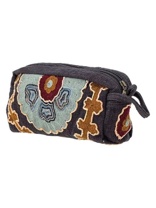 Zdjęcie produktu Bloomingville Kosmetyczka "Bari" w kolorze czarno-błękitnym - 25 x 13 cm rozmiar: onesize