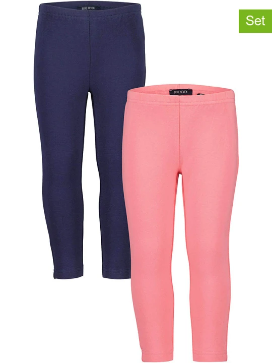 Zdjęcie produktu Blue Seven Legginsy (2 pary) w kolorze granatowym i różowym rozmiar: 104