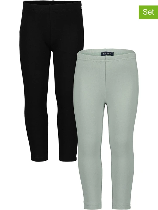 Zdjęcie produktu Blue Seven Legginsy (2 pary) w kolorze turkusowo-czarnym rozmiar: 128