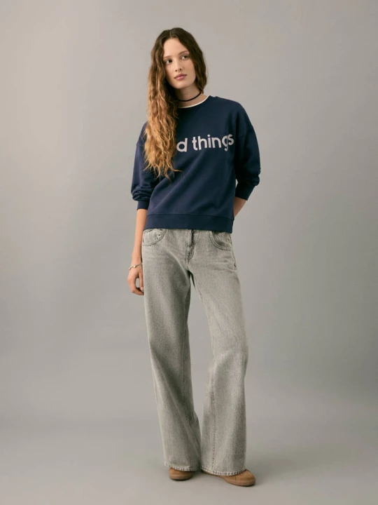 Zdjęcie produktu Bluza brokatowy napis granatowy - Teen - - MANGO TEEN