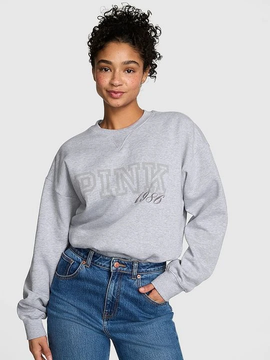 Zdjęcie produktu Bluza Campus Fleece oversize bez kaptura Victoria's Secret Szary