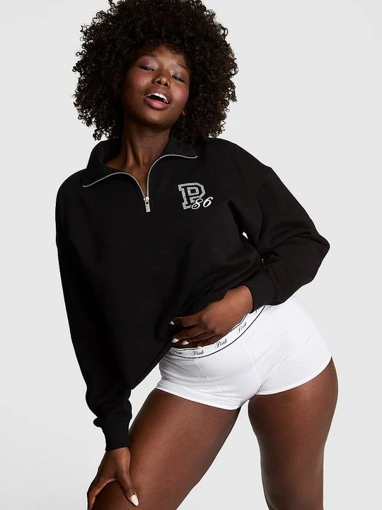 Zdjęcie produktu Bluza Campus Fleece prosta z zamkiem 1 / 4 Victoria's Secret Czarny