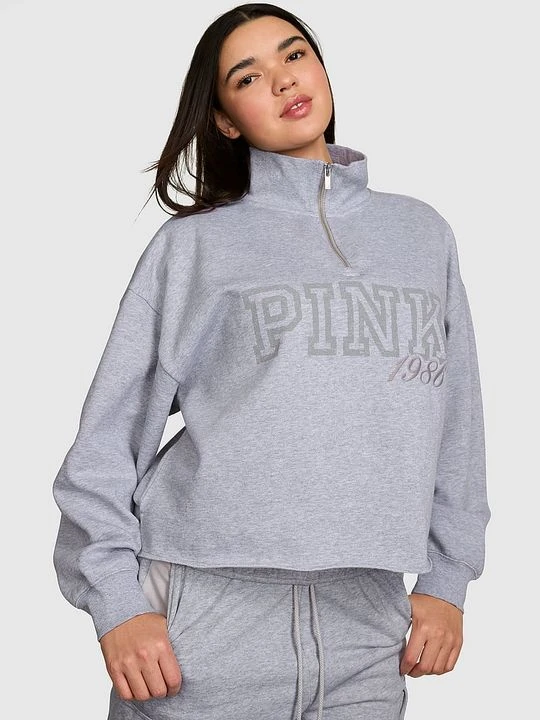 Zdjęcie produktu PINK Bluza Campus Fleece prosta z zamkiem 1 / 4 Victoria's Secret Szary