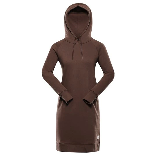 Zdjęcie produktu Bluza damska długa z kapturem Oleba brązowa Alpine Pro