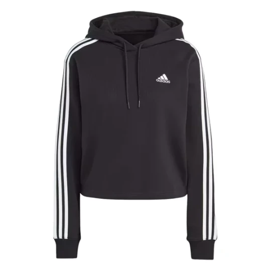 Zdjęcie produktu Bluza damska Essentials 3-Stripes French Terry Crop Hoodie Adidas Czarny