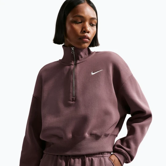 Zdjęcie produktu Bluza damska Nike Sportswear Phoenix Fleece 1 / 2 Zip Cropped tattoo / sail Brązowy