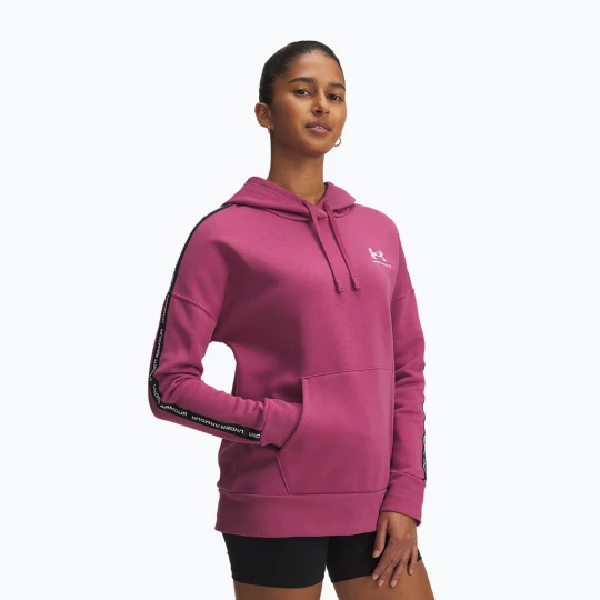 Zdjęcie produktu Bluza damska Under Armour Icon Fleece Taped Hoody fuchsia dusk / white Różowy
