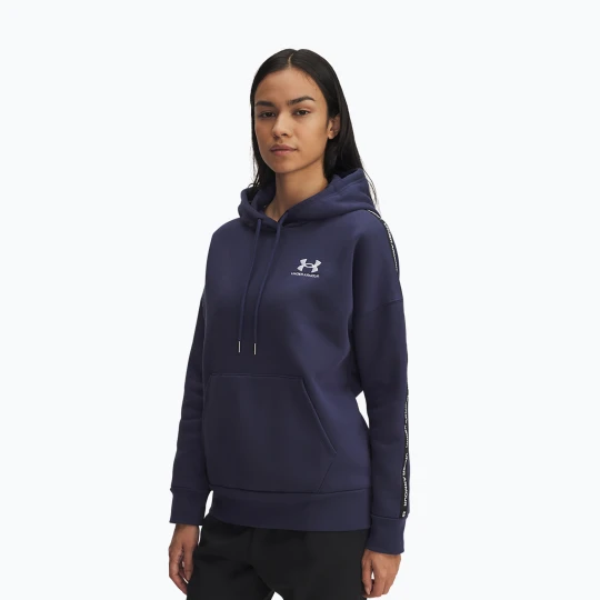 Zdjęcie produktu Bluza damska Under Armour Icon Fleece Taped Hoody washed navy / white Granatowy