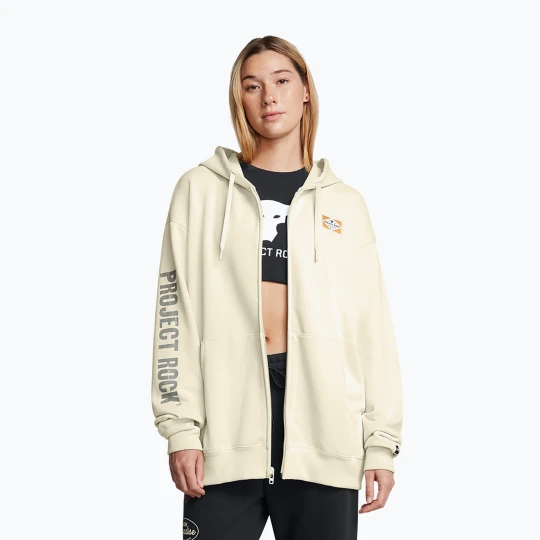 Zdjęcie produktu Bluza damska Under Armour Project Rock HWT Full Zip Hard at Work silt / clay green / yellow ochre Beżowy