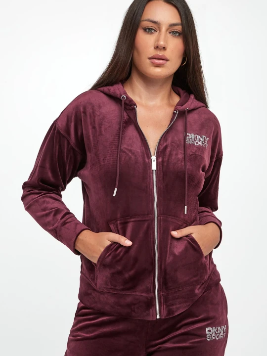 Zdjęcie produktu Bluza damska welurowa rozpinana DKNY