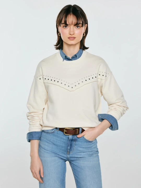 Zdjęcie produktu bluza damska z linii authentic perłowa frolia 103 Big Star KREMOWY