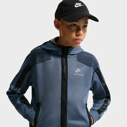Zdjęcie produktu Bluza dla dużych dzieci z kapturem i zamkiem na całej długości Nike - Niebieski