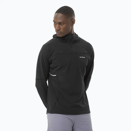 Zdjęcie produktu Bluza do biegania męska Salomon Sense Aero Hybrid Half Zip Hooded deep black