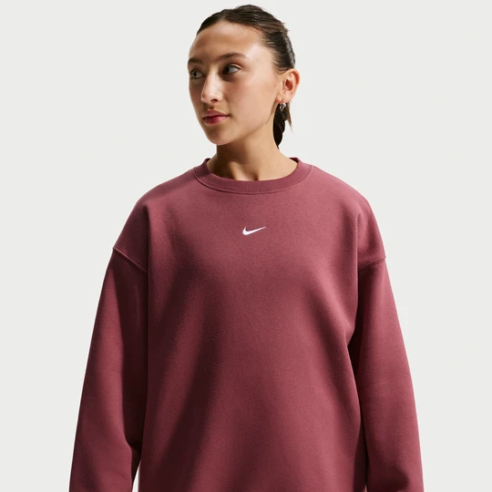 Zdjęcie produktu Bluza dresowa o kroju oversize z półokrągłym dekoltem dla dużych dzieci (dziewcząt) Nike Studio - Czerwony
