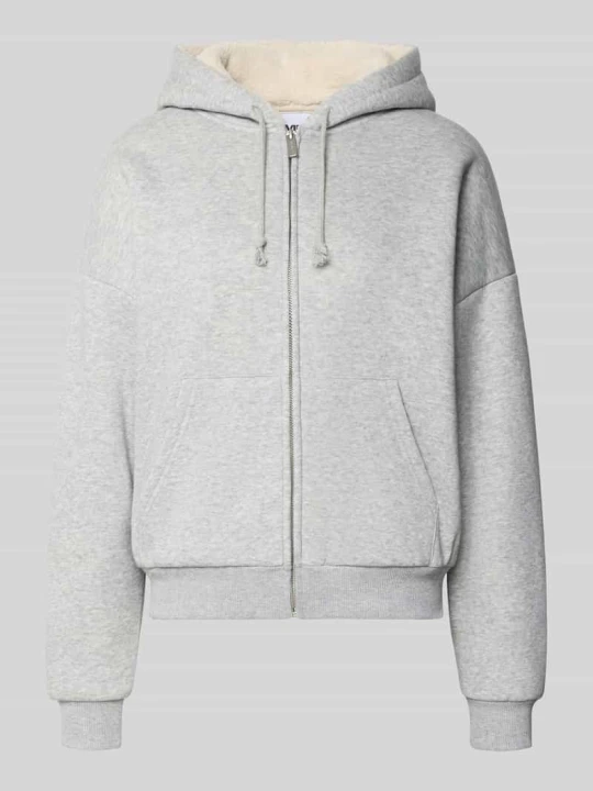 Zdjęcie produktu Bluza dresowa o kroju relaxed fit z mieszanki bawełny z podszewką z misia REVIEW Jasnoszary melanż