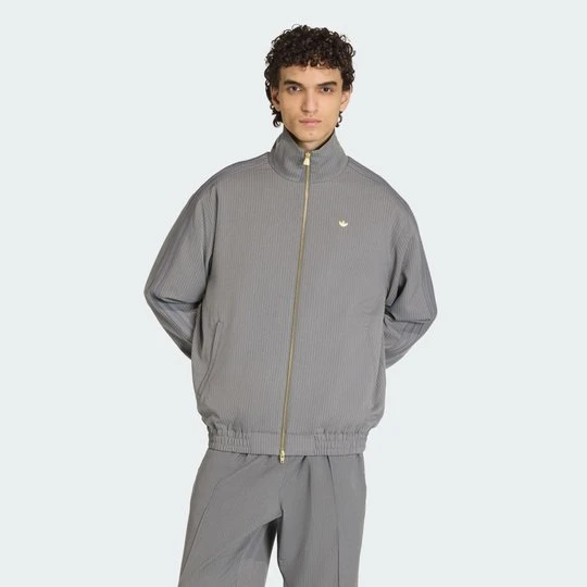 Zdjęcie produktu Bluza dresowa o luźnym kroju w prążki Firebird Adidas Grey Four