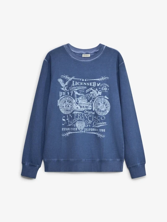 Zdjęcie produktu Bluza dresowa z czystej bawełny BonPrix niebieski