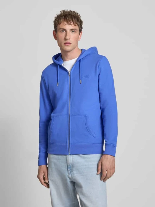 Zdjęcie produktu Bluza dresowa z kapturem i haftowanym logo Superdry Królewski niebieski