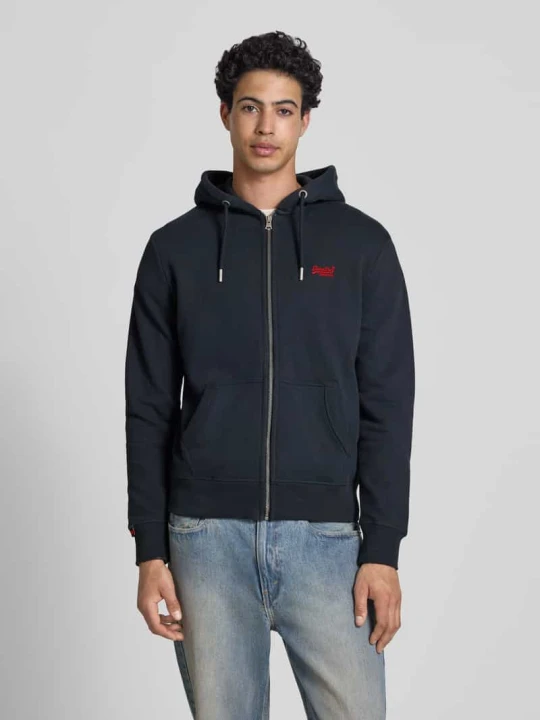 Zdjęcie produktu Bluza dresowa z kapturem i haftowanym logo Superdry Ciemnoniebieski