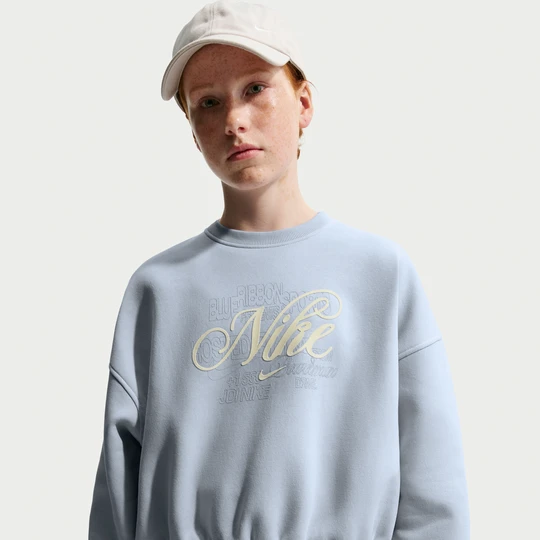 Zdjęcie produktu Bluza dresowa z okrągłym dekoltem dla dużych dzieci (dziewcząt) Nike Club Fleece - Szary
