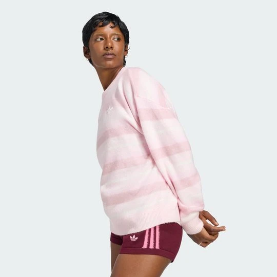 Zdjęcie produktu Bluza KNIT ESSENTIALS STRIPED CREW Adidas Distilled Pink
