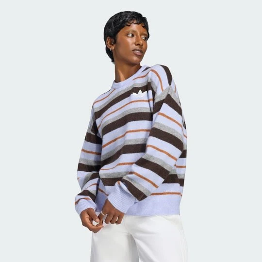 Zdjęcie produktu Bluza KNIT ESSENTIALS STRIPED CREW Adidas Violet Tone