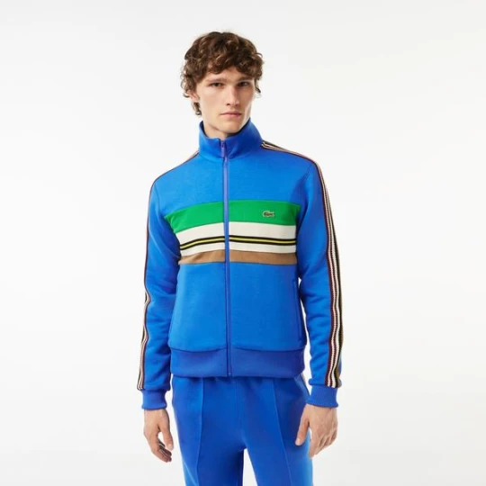 Zdjęcie produktu Bluza Lacoste French Made w kolorowe paski zapinana na suwak