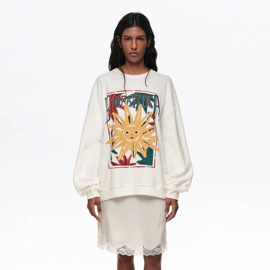 Zdjęcie produktu Bluza logo Sun frotte kość słoniowa BIMBA Y LOLA IVORY