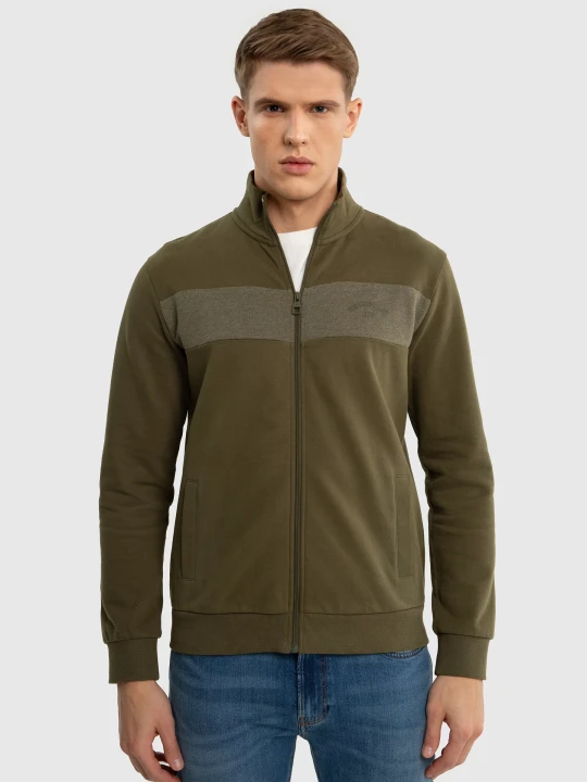 Zdjęcie produktu bluza męska bawełniana na stójce khaki johnson 303 Big Star ZIELONY