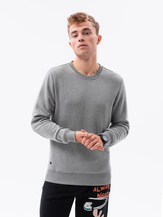 Zdjęcie produktu Bluza męska bez kaptura BASIC - szary melanż Ombre Clothing