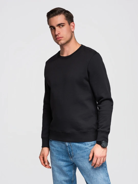 Zdjęcie produktu Bluza męska dresowa BASIC z okrągłym dekoltem OM-SSBN-0271 - - Rozmiar: M Ombre Clothing czarny