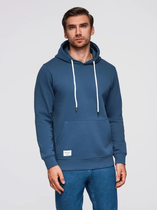 Zdjęcie produktu Bluza męska dresowa kangurka z kapturem - granatowa V4 Ombre Clothing