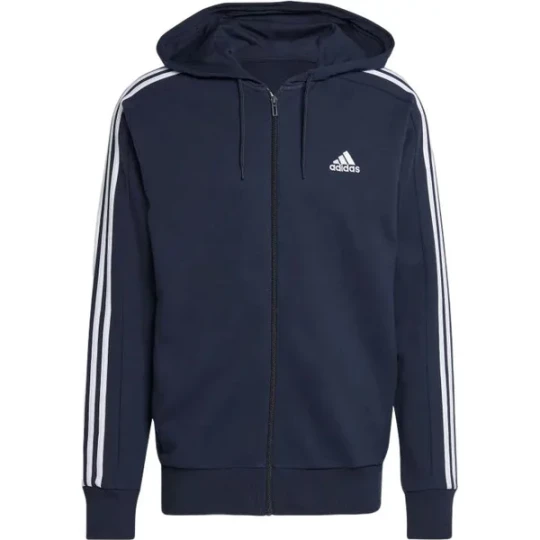 Zdjęcie produktu Bluza męska Essentials French Terry 3-Stripes Full-Zip Hoodie Adidas Granatowy