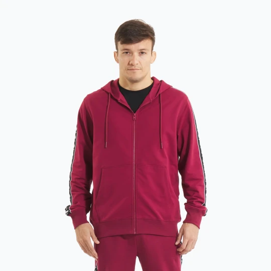 Zdjęcie produktu Bluza męska Pitbull Tape Nugget Hooded Zip Sweatshirt burgundy Bordowy