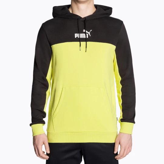 Zdjęcie produktu Bluza męska PUMA ESS+ Block Hoodie TR puma black / lime sheen Żółty