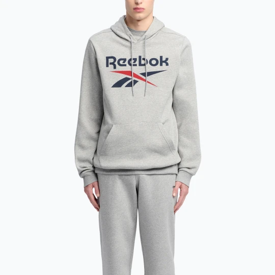 Zdjęcie produktu Bluza męska Reebok Identity Big Logo Fleece Hoodie medium grey heater/vector navy/vector red